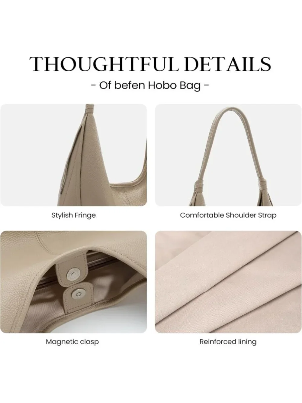 Genuine Leather Slouchy Hobo Bag for Women | Casual Tote Handbag with Tassel